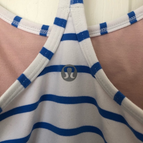 Lululemon Stripped Blue white Power Y tank - Picture 3 of 5